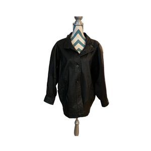 Jacqueline Ferrari Womens Leather Jacket Coat Size medium Black Genuine Leath...
